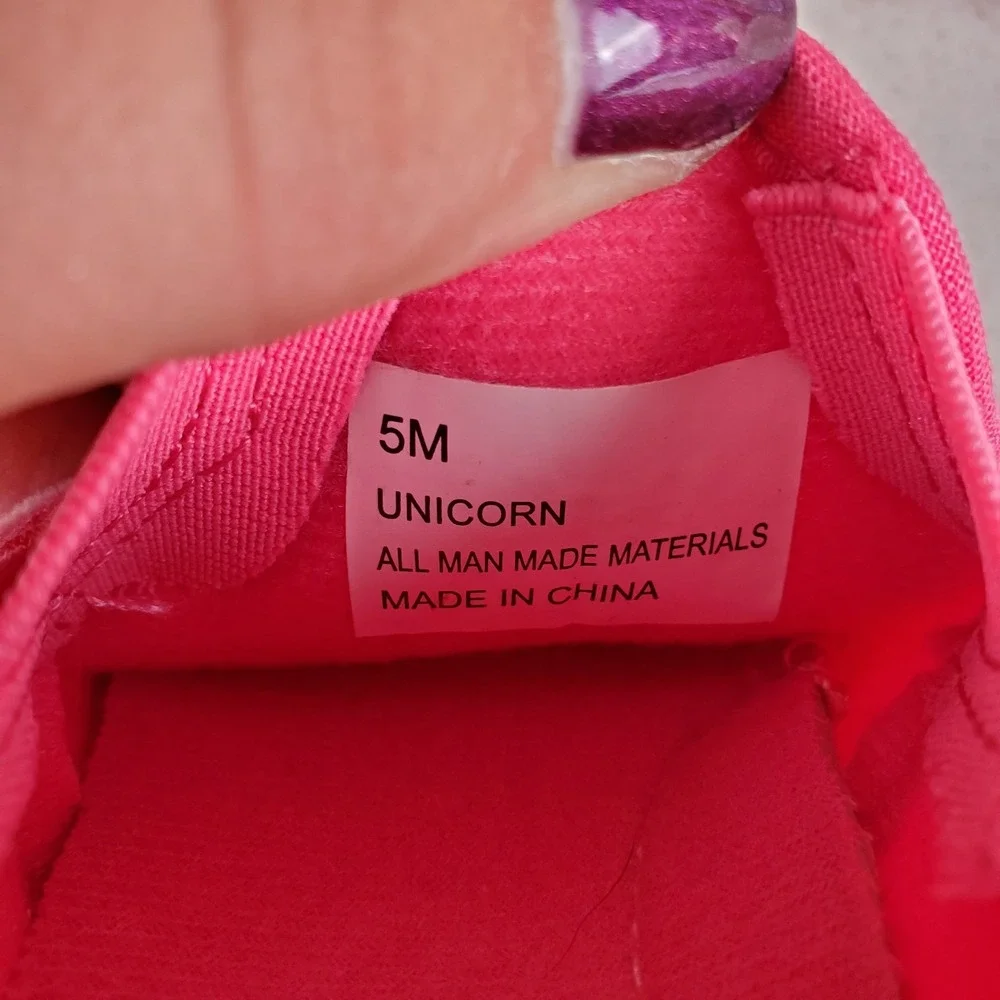 Foamtreads Unicorn Toddler Slippers Sz 5 M Pink Rose Slip On Embroidered